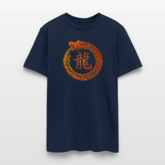 Spiral Oriental Dragon T-Shirt - Black, 100% Cotton, Gothic & Tribal Design, Size 3XL