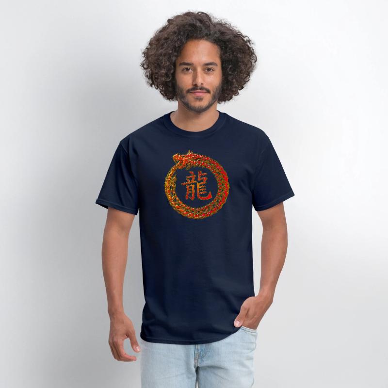 Spiral Oriental Dragon T-Shirt - Black, 100% Cotton, Gothic & Tribal Design, Size 3XL - View #13