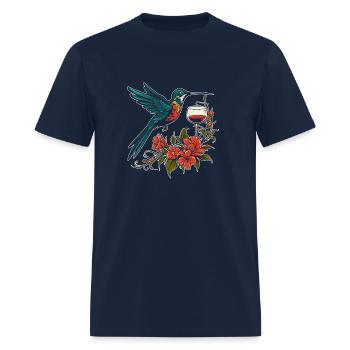 Hummingbird Hummingbird Wine Glass - Men's T-Shirt - navy - Front - Jose (178cm)