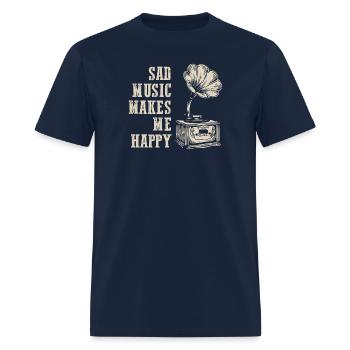 Vintage Melancholy: Sad Music Makes Me Happy - Men's T-Shirt - navy - Front - Jose (178cm)