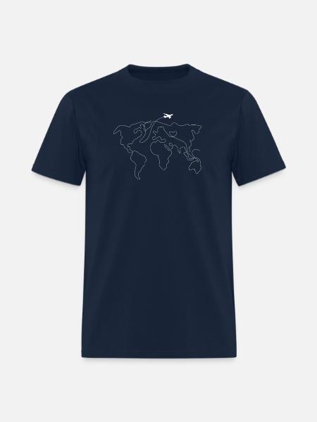 World Map Heart Flight - Men's T-Shirt - navy