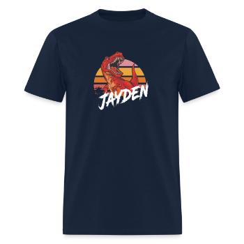 JAYDEN - Lovely boy name with T-REX dino - Men's T-Shirt - navy - Front - Jose (178cm)