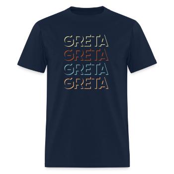 Greta First Name Tshirt My Personalized Tee - Men's T-Shirt - navy - Front - Jose (178cm)
