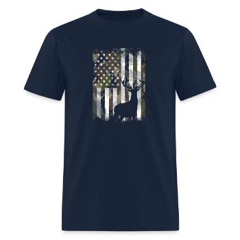 Patriotic Camo American Flag Deer Hunter Hunting - Men's T-Shirt - navy - Front - Jose (178cm)