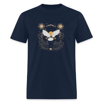 Dark Academia Tarot Card Sun Moon Crystals Owl - Men's T-Shirt - navy - Front - Jose (178cm)