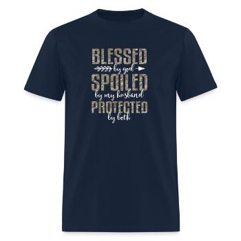Blessed By God Spoiled By My Husband Mom Camo - Men's T-Shirt - navy - Front - Jose (178cm)