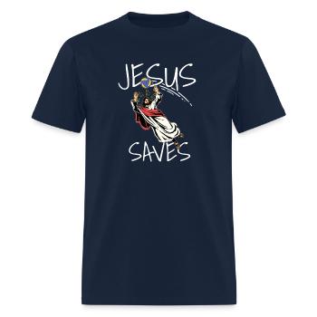 Jesus Saves Volleyball Volleyball Team - Men's T-Shirt - navy - Front - Jose (178cm)