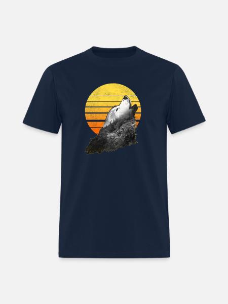 Wolf Howling At The Moon - Men's T-Shirt - navy