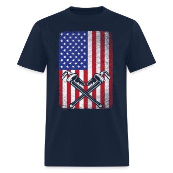 Plumber Gift Usa American Flag Plumbing Pipefitter - Men's T-Shirt - navy - Front - Jose (178cm)