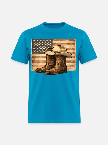 Rustic Rodeo Patriot Western Americana - Men's T-Shirt - turquoise