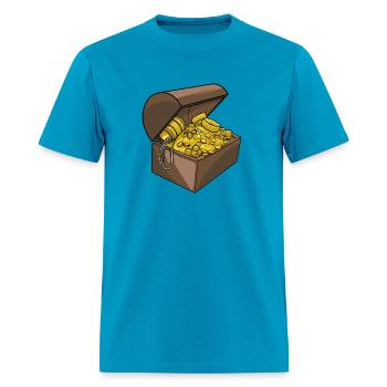 treasure chest, box full of treasure, gold - Men's T-Shirt - turquoise - Front - Jose (178cm)
