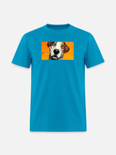 Surprised Pup Pop Portrait - Men's T-Shirt - turquoise