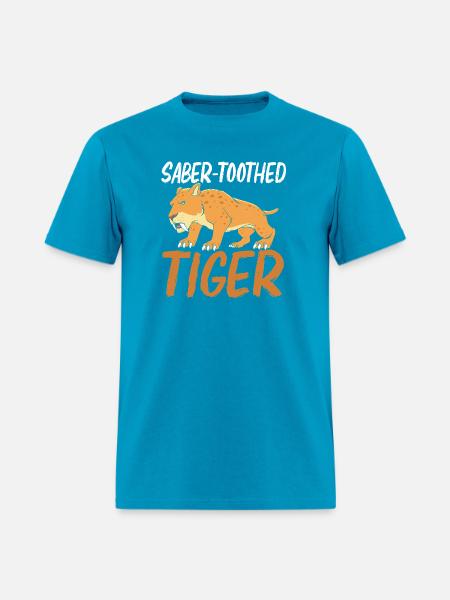 Prehistoric Smilodon Sabertooth Tiger - Men's T-Shirt - turquoise