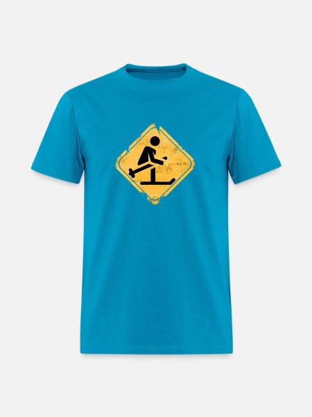 Snowboard Jump Hazard Sign - Men's T-Shirt - turquoise