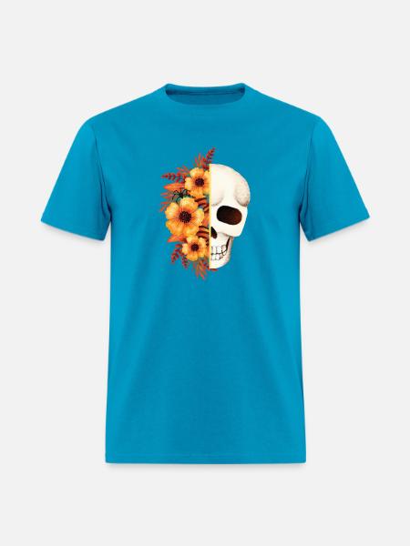 Floral Skull Split - Men's T-Shirt - turquoise