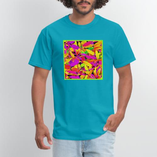 Vibrant NeonLeaf Elegance Pattern - Men's T-Shirt
