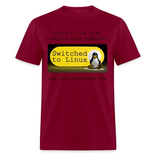 Switched to Linux Logo with Black Text - Men's T-Shirt