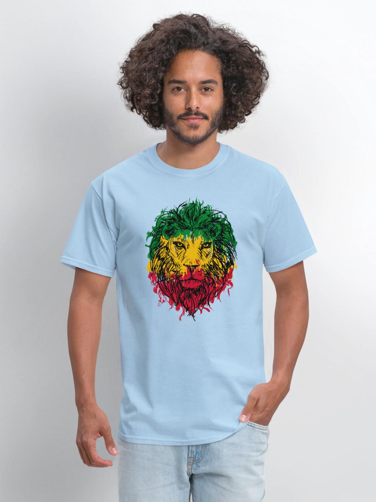 Africa map rasta lion - Men's T-Shirt - powder blue - Front - Jose (178cm)