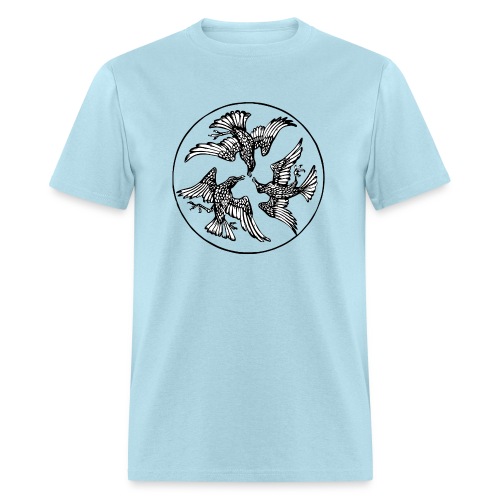 Three Crows in a Circle - Vintage Circle Motif - Men's T-Shirt