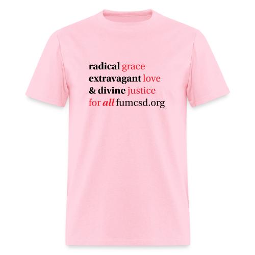 Grace. Love. Justice. serif font - Men's T-Shirt