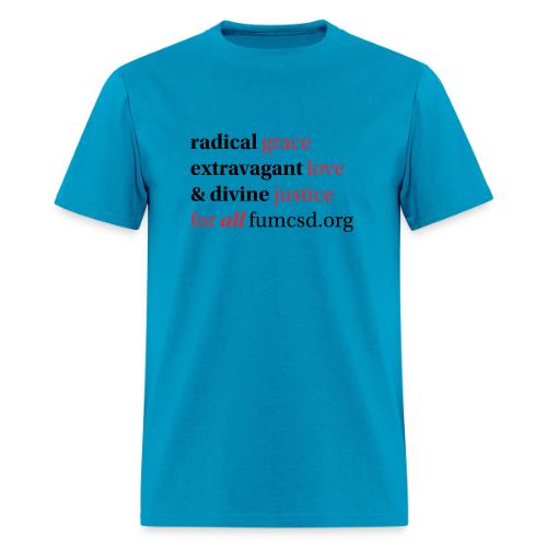 Grace. Love. Justice. serif font - Men's T-Shirt