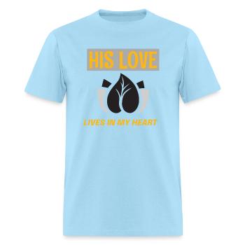 HIS LOVE LIVES IN MY HEART - Men's T-Shirt - powder blue - Front - Jose (178cm)