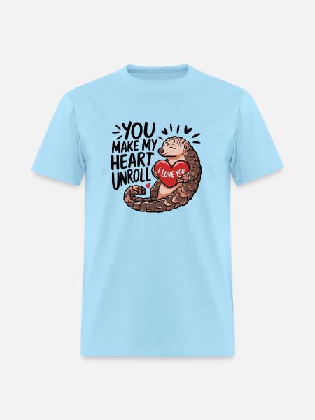 You Make My Heart Unroll Pangolin - Men's T-Shirt - powder blue