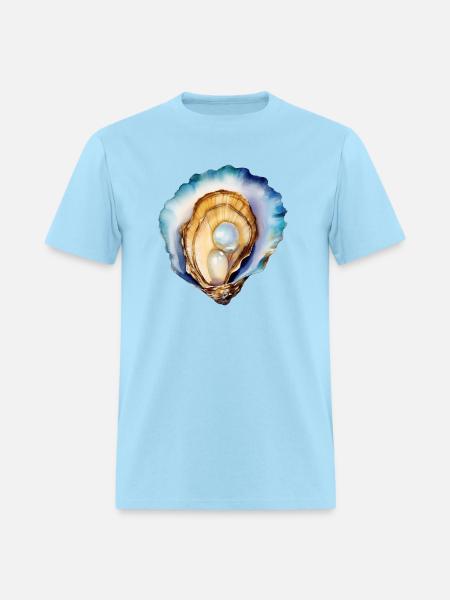 Watercolor Oyster Shell - Men's T-Shirt - powder blue