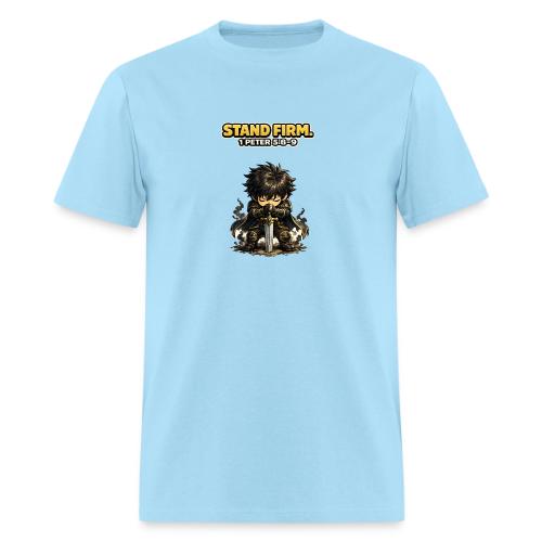 Stand Firm Chibi Warrior | 1 Peter 5:8-9 - Men's T-Shirt