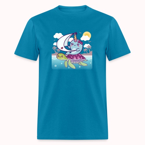 Funny Narwhal And Sea Turtle Sailing Team - Men's T-Shirt