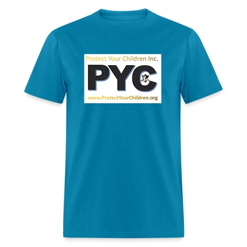 PYC Logo on the front and Happy Kids on the back - Men's T-Shirt