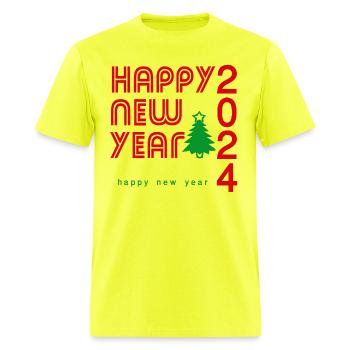 happy new year 2024 - Men's T-Shirt - safety green - Front - Jose (178cm)