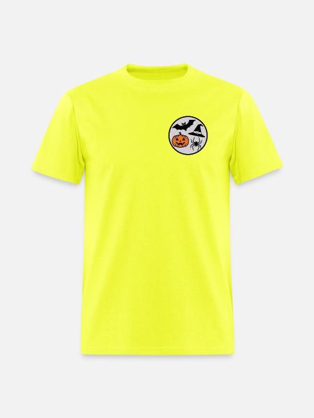 Halloween Circle: Pumpkin Bat Spider - Men's T-Shirt - safety green