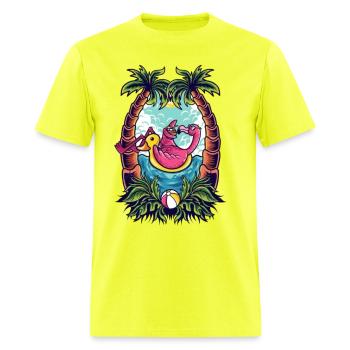 Arbre flamant rose, illustration d’oiseau flamant rose - T-shirt Homme - safety green - Devant - Jose (178cm)