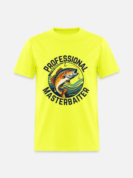 Professional Masterbaiter Funny Fishing Pun - Men's T-Shirt - safety green