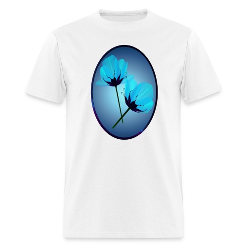 Two Electric Blue Flowers Oval - Men's T-Shirt