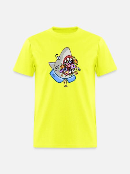 Shark Floral Attack - Men's T-Shirt - safety green