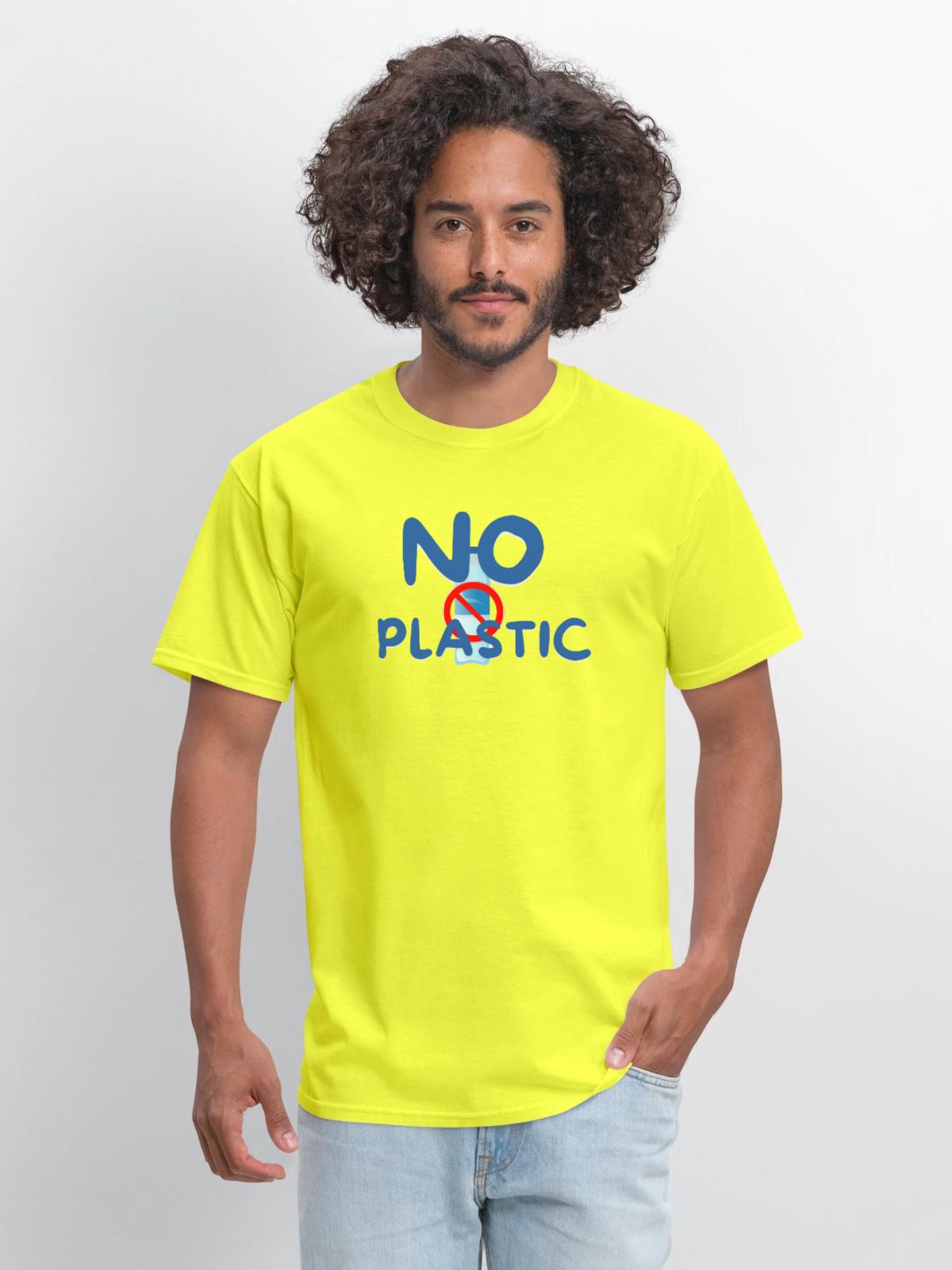 NO PLASTIC - Men's T-Shirt - safety green - Front - Jose (178cm)