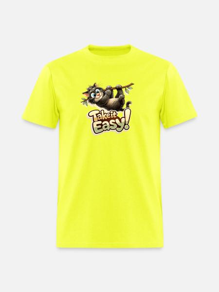 Take It Easy Sloth Graphic - Men's T-Shirt - safety green