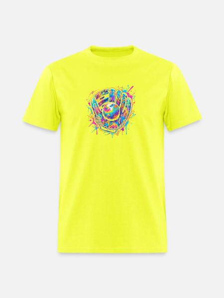 Neon Splash Baseball Glove Burst - Men's T-Shirt - safety green