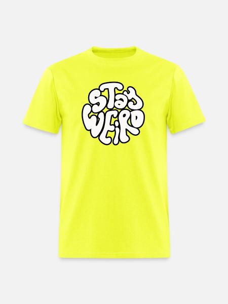 Stay Weird Retro Circle Text - Men's T-Shirt - safety green