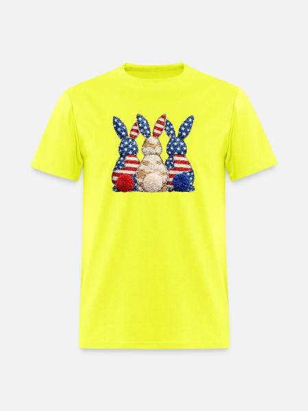 Patriotic Bunny Trio - Men's T-Shirt - safety green