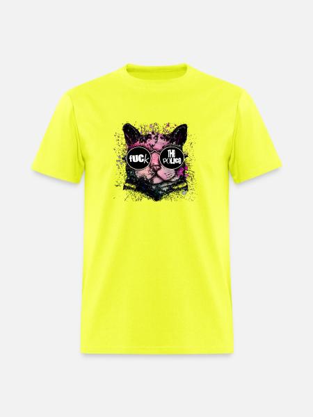 Rebel Cat Neon Splash Glasses - Men's T-Shirt - safety green