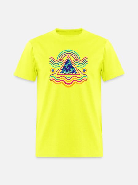 Neon Triangle Fractal Wave - Men's T-Shirt - safety green