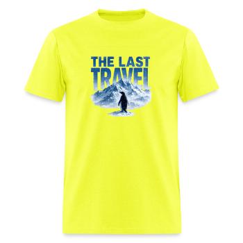 The Last Travel Adventure Penguin Snowy Mountain  - Men's T-Shirt - safety green - Front - Jose (178cm)