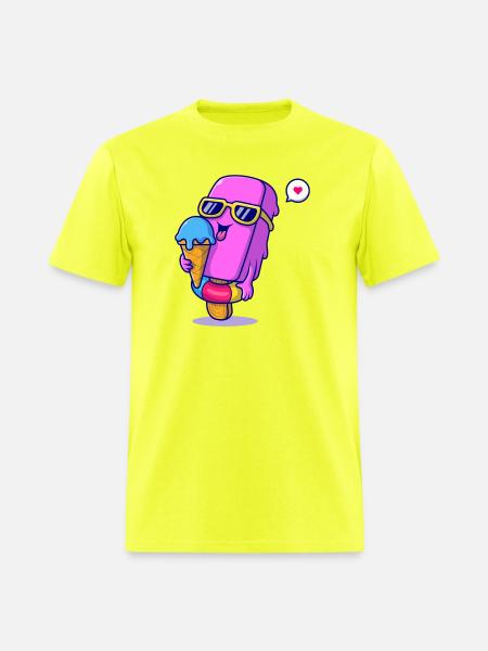 Sunny Pink Ice Pop Mascot - Men's T-Shirt - safety green