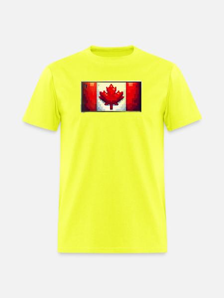 Pixel Maple Flag - Men's T-Shirt - safety green
