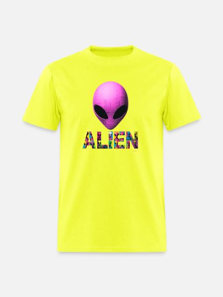Neon Alien Word Mosaic - Men's T-Shirt - safety green