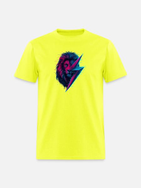 Glitched lion thunderbolt mix - Men's T-Shirt - safety green