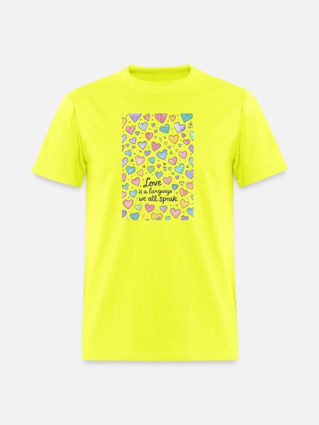 Love Speaks Hearts Pattern - Men's T-Shirt - safety green